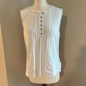 White Tank Top with wood-button detail